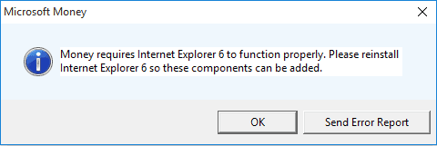 MS Money requires Internet Explorer 6
